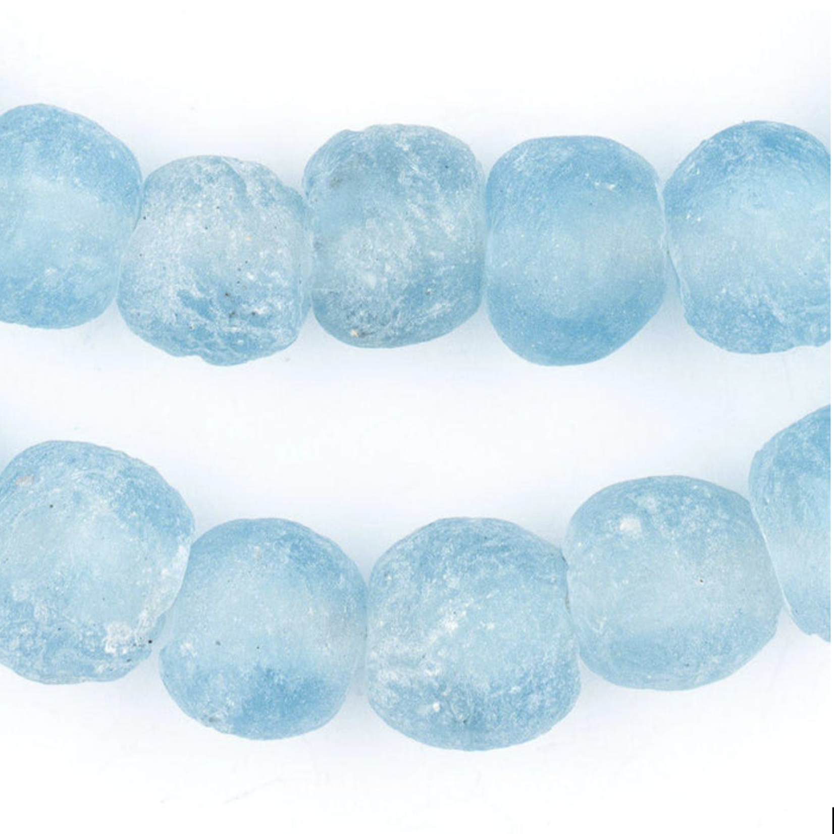 Outside The Box 24" Baby Blue Recycled Glass Beads 14MM