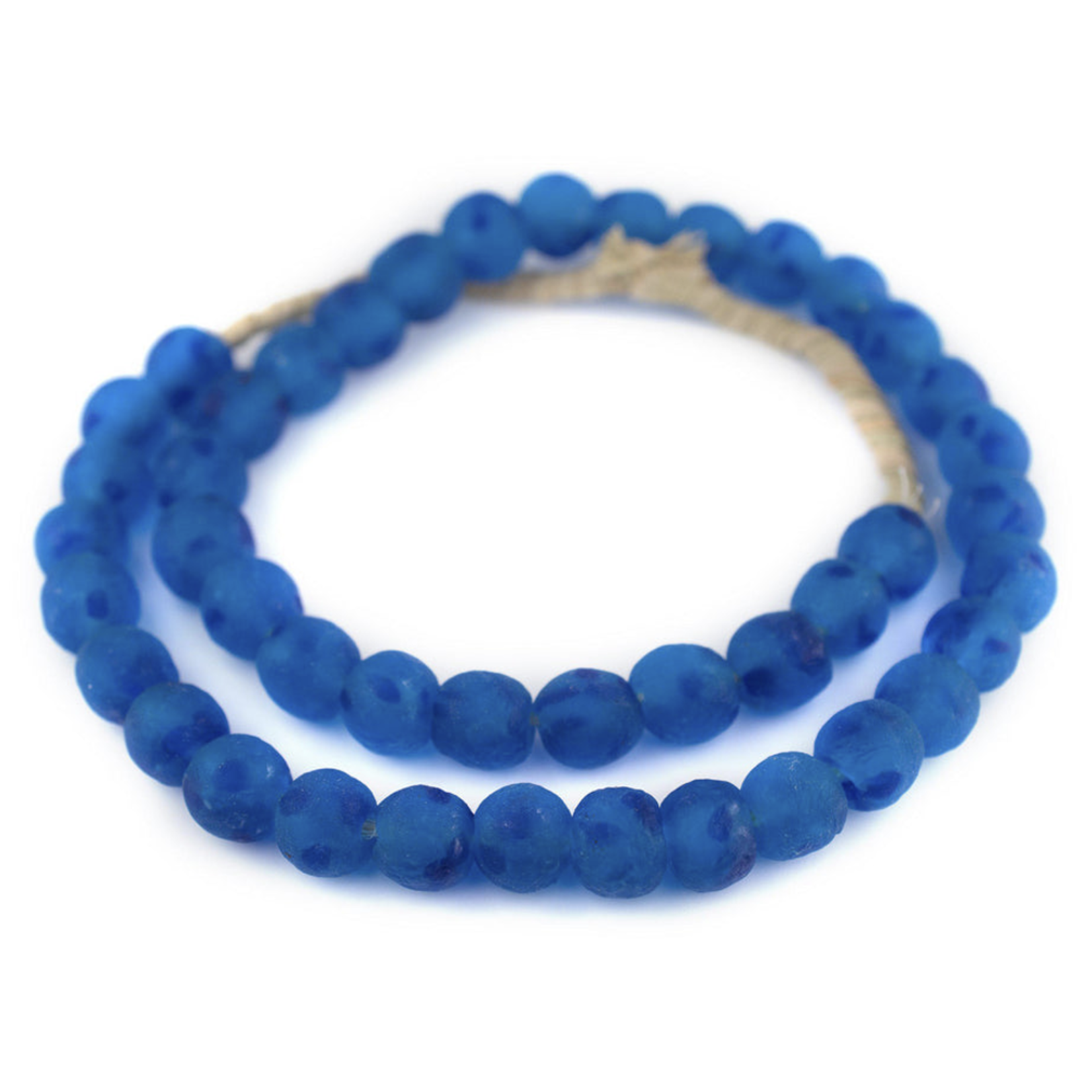 Outside The Box 22" Aqua Swirl Blue Recycled Glass Beads 14MM