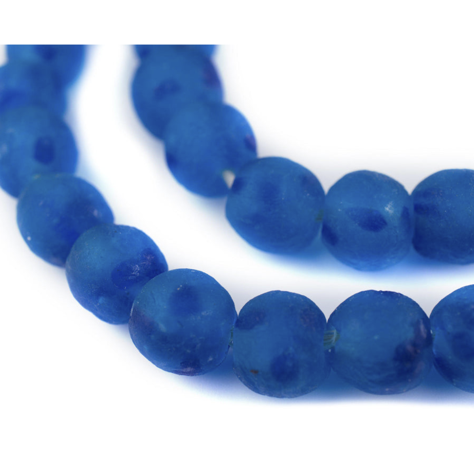 Outside The Box 22" Aqua Swirl Blue Recycled Glass Beads 14MM