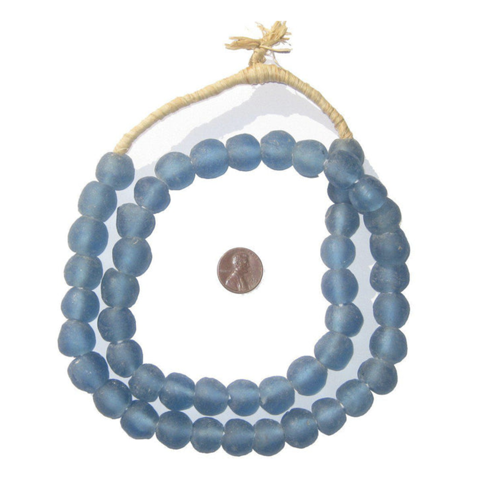 Outside The Box 22" Light Blue Recycled Glass Beads 14MM