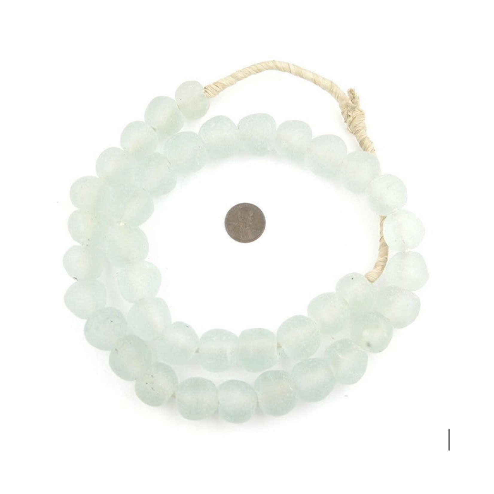 Outside The Box 24" Clear Aqua Recycled Glass Beads 18mm