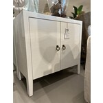 Outside The Box 36x18x35 Belwood White Seagrass Hand Crafted 2 Door Cabinet