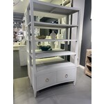 Outside The Box 48x21x82 Westminster White Linen Wrapped Concave Shelving Unit In Ice Gray