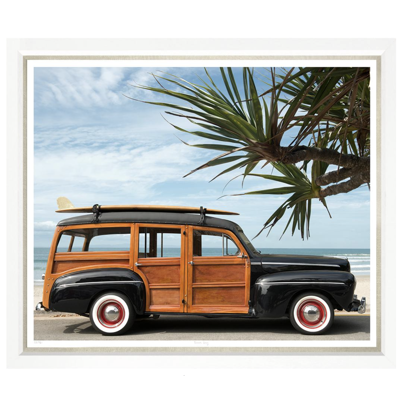 Outside The Box 50x43 Trowbridge Beach Day Art White Frame With Linen Slip