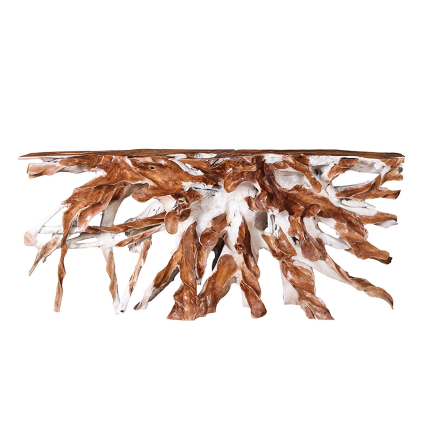 Outside The Box 79x18x31 Taman White Washed Teak Root Console Table