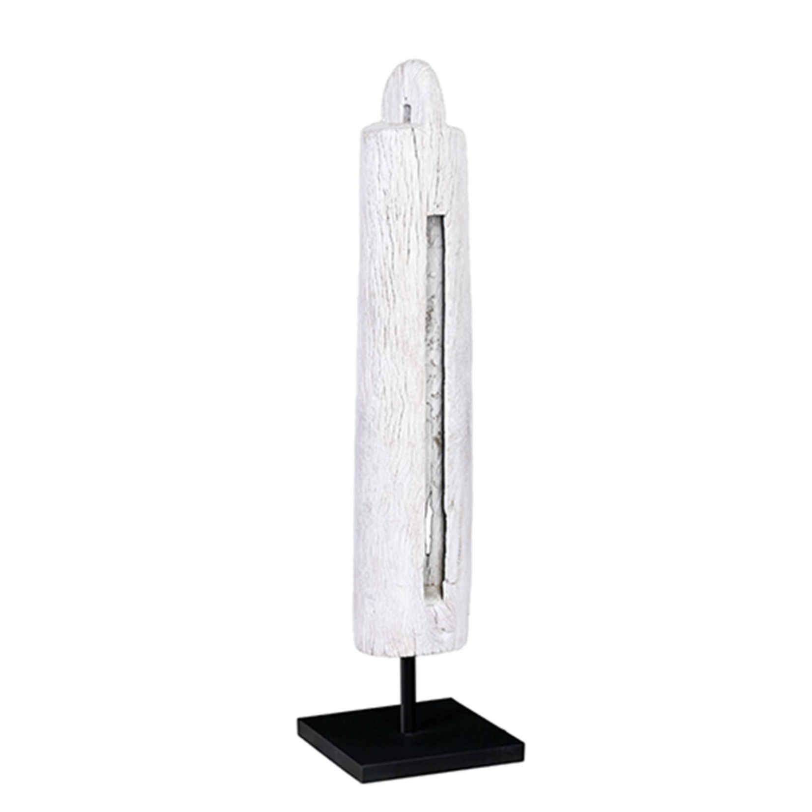 Outside The Box 47" Kentongan Dum Distressed White Washed Wood Sculpture# 1