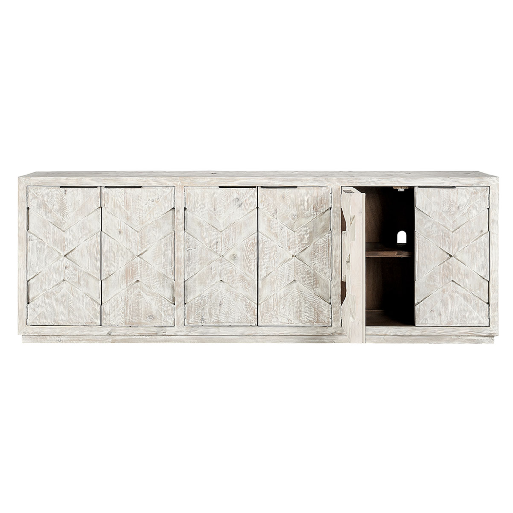 Outside The Box 103x19x36 Frederick Vintage Cream Reclaimed Pine 6 Door Sideboard