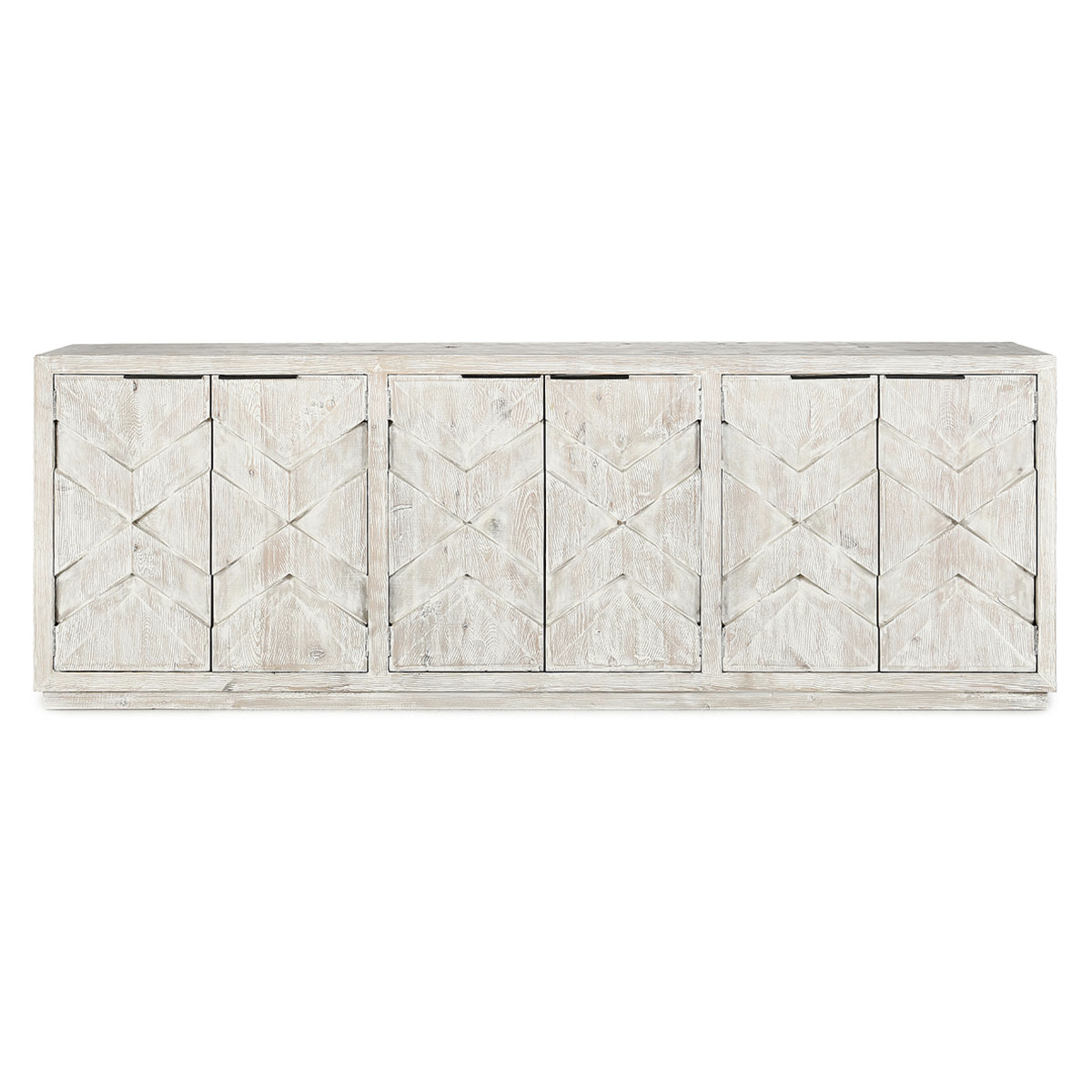 Outside The Box 103x19x36 Frederick Vintage Cream Reclaimed Pine 6 Door Sideboard