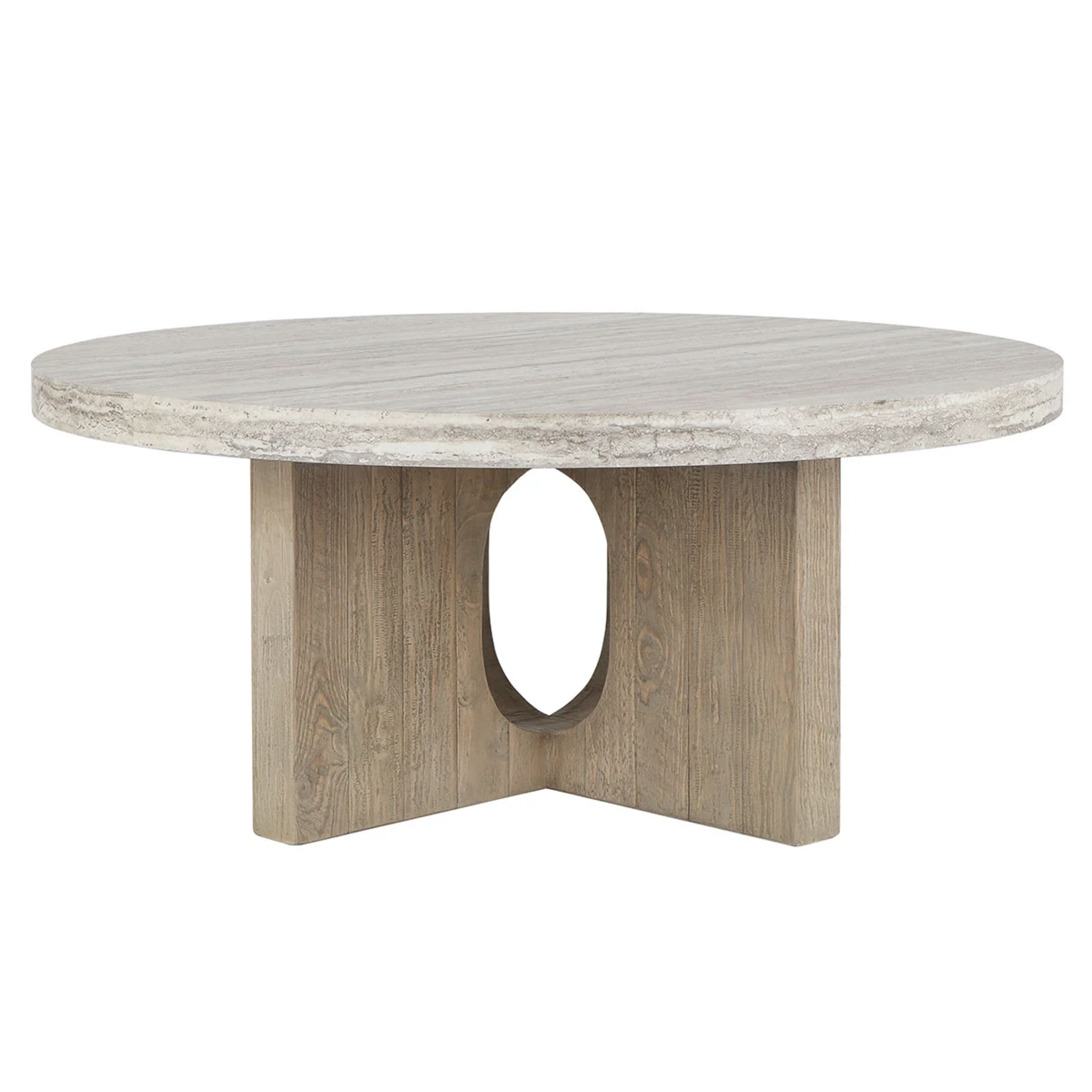 Outside The Box 42" Talbot Reclaimed Pine Concrete Laminated Round Coffee Table