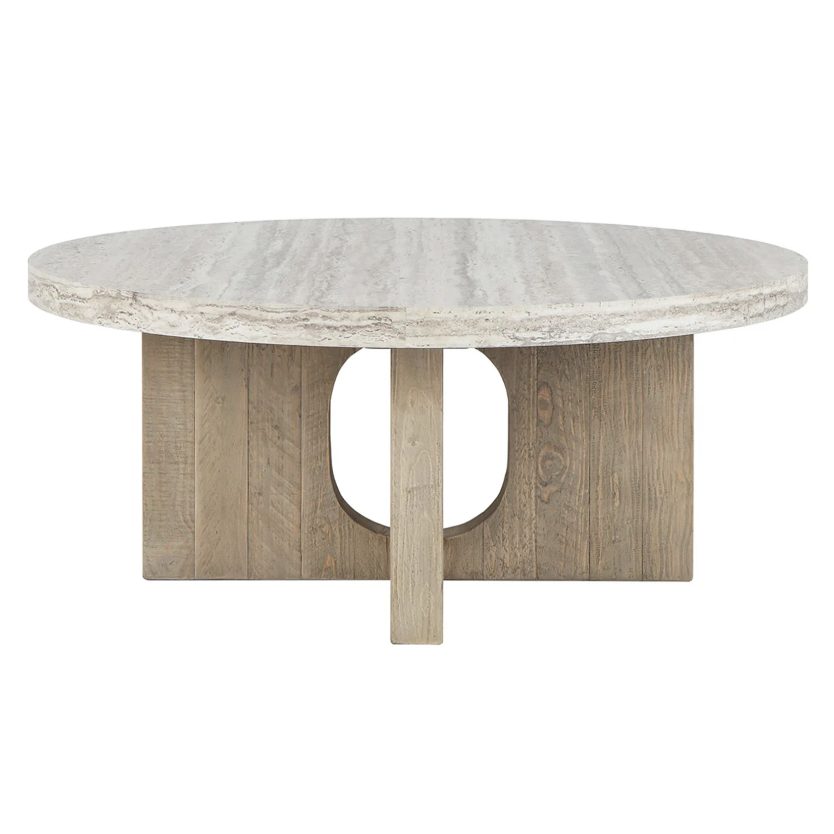 Outside The Box 42" Talbot Reclaimed Pine Concrete Laminated Round Coffee Table