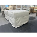 Outside The Box 24x24 Harper Nomad Snow Crypton Performance Slipcover Ottoman With Locking Castors