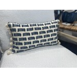 Outside The Box 12x20 Wendy Jane All Fringed Up Denim W/ Pom Poms Feather Down Accent Pillow