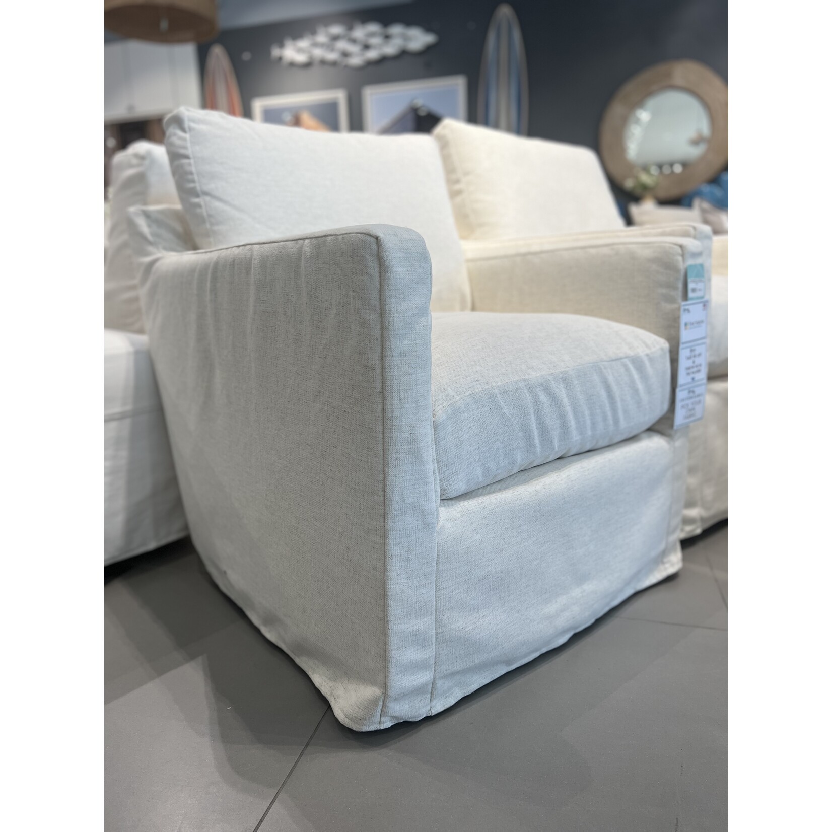 Outside The Box Miles Nomad Snow Performance Fabric Trillium Swivel Glider Accent Chair - Slipcover