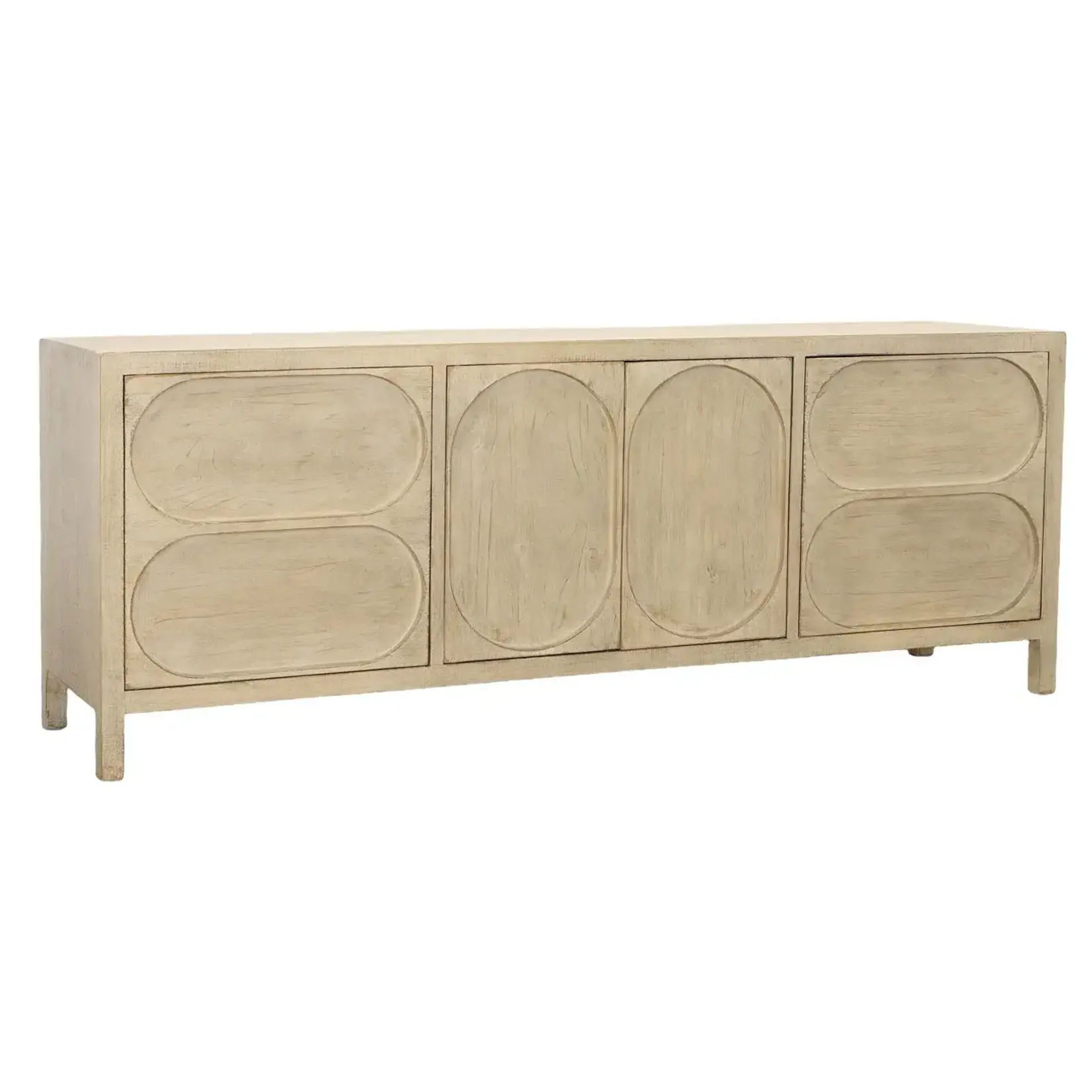 Outside The Box 78x18x30 Abaco Light Warm Wash Reclaimed Pine 4 Door Sideboard