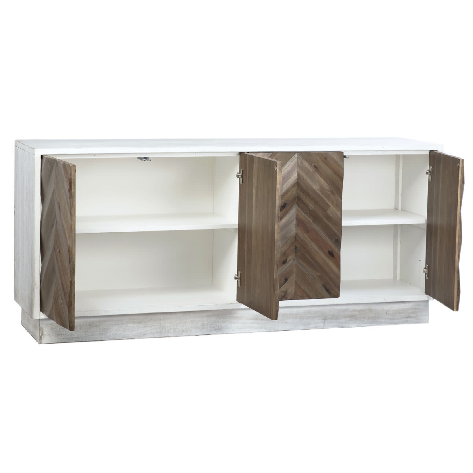 Outside The Box 71x18x32 Buzet White Washed & Natural Reclaimed Fir Wood & Pine Sideboard