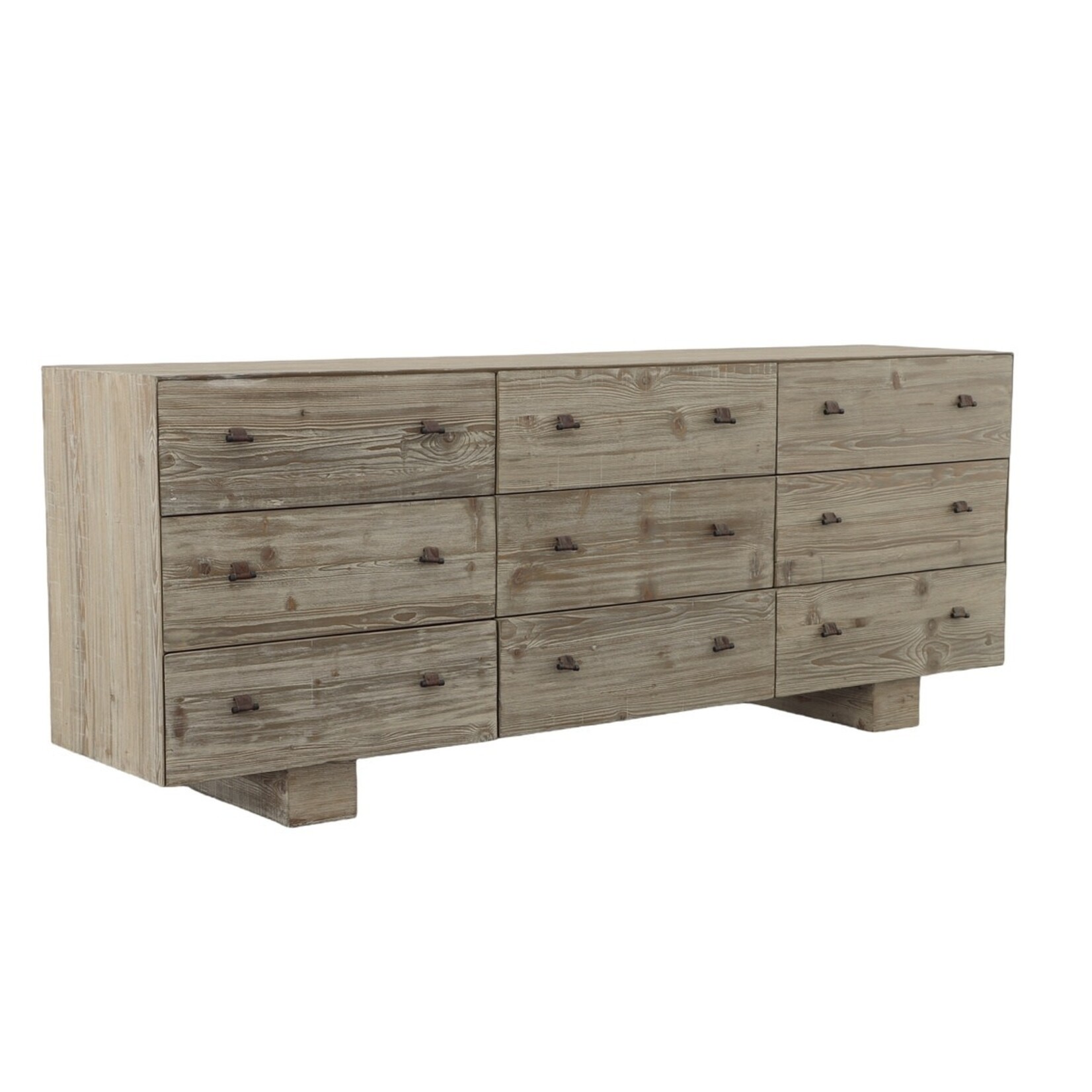 Outside The Box 87x20x34 Monroe Solid Pine Wood Gray 9 Drawer Chest