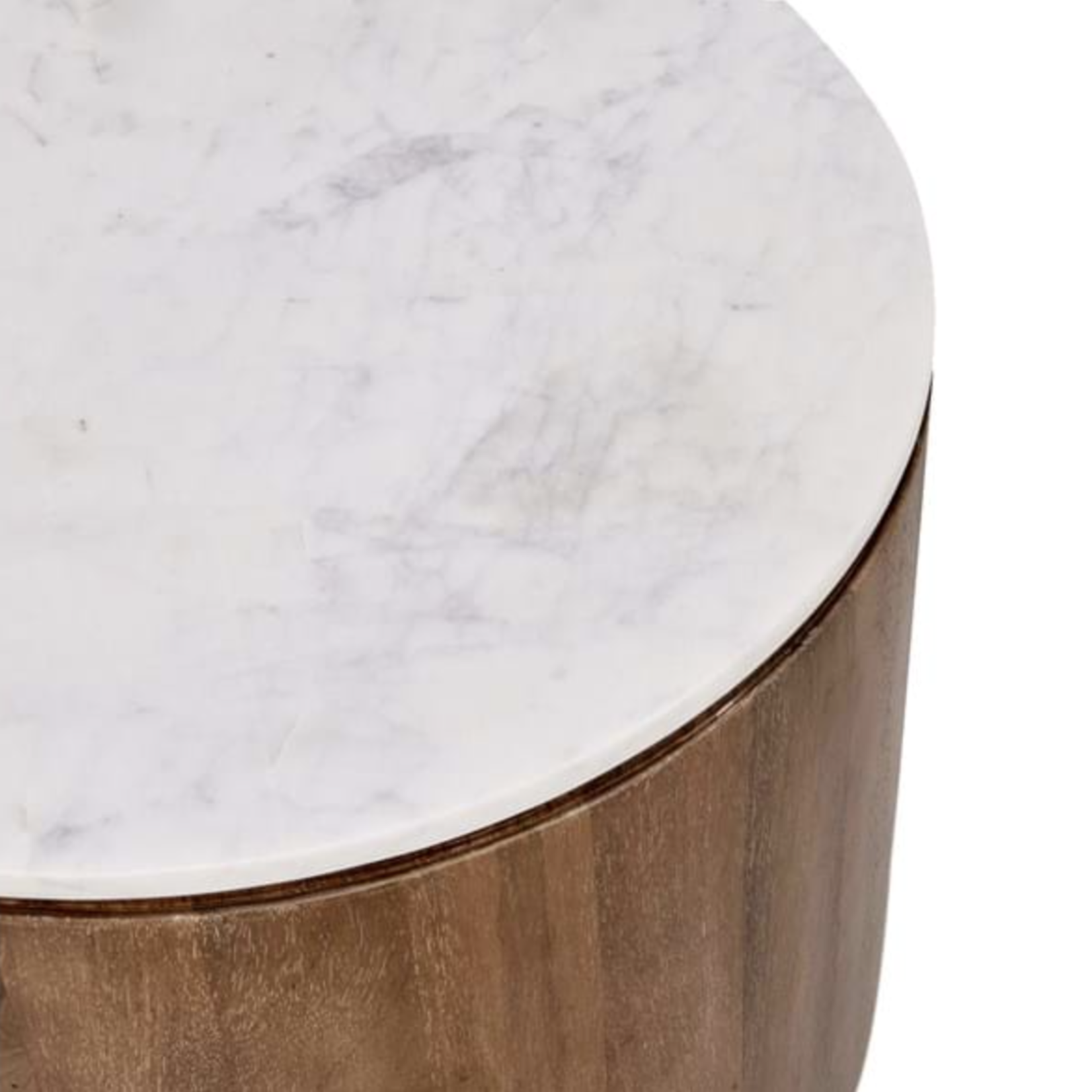 Outside The Box 22x21 Josie Umber Marble & Mango Wood Round End Table