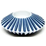 Outside The Box 4" Sea Shell White & Blue Lines Tea Light Candle Holder