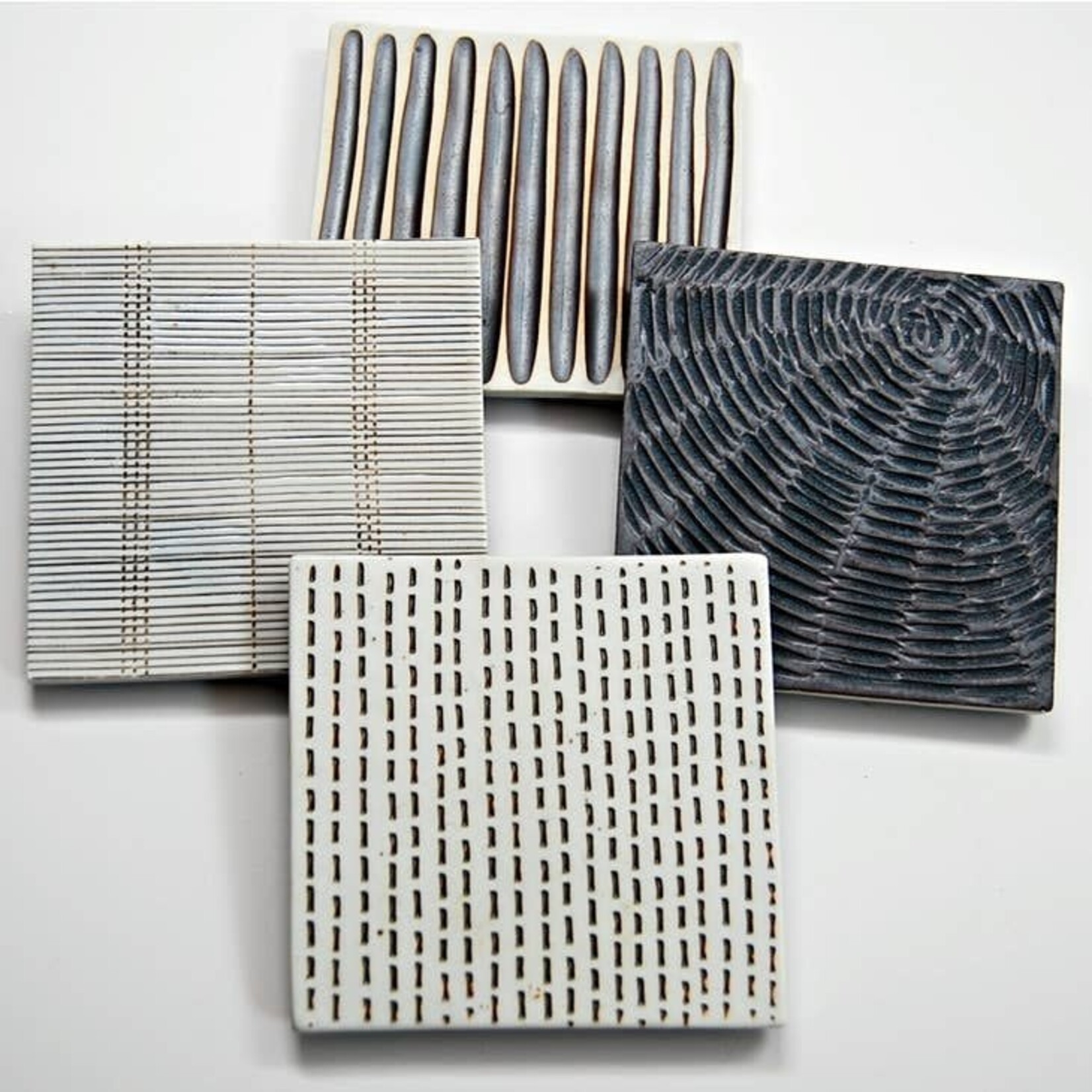 Outside The Box 4x4 Brown & White Handcrafted Porcelain Square Coasters
