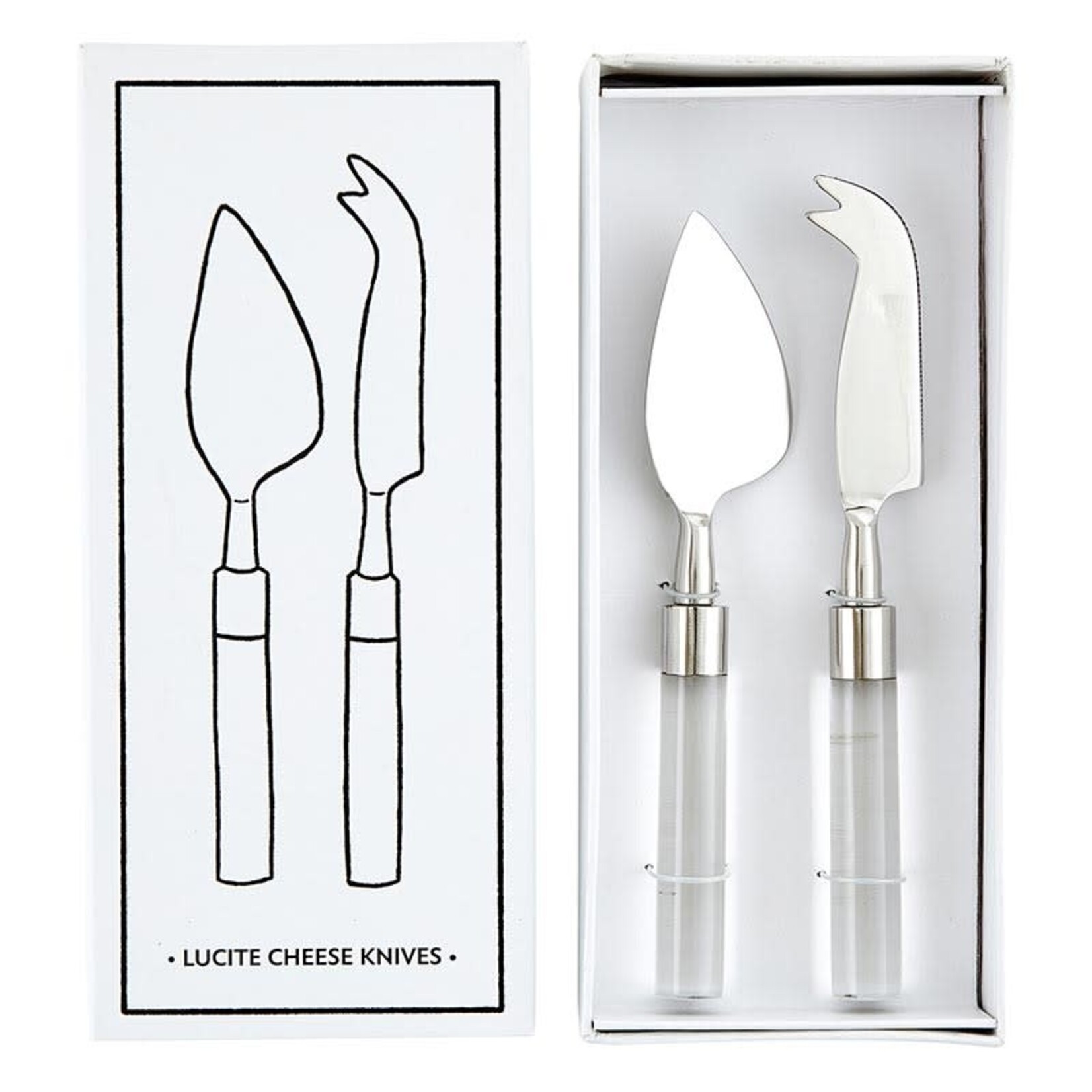Outside The Box Set Of 2 Lucite Stainless Steel & Acrylic Cheese Knives