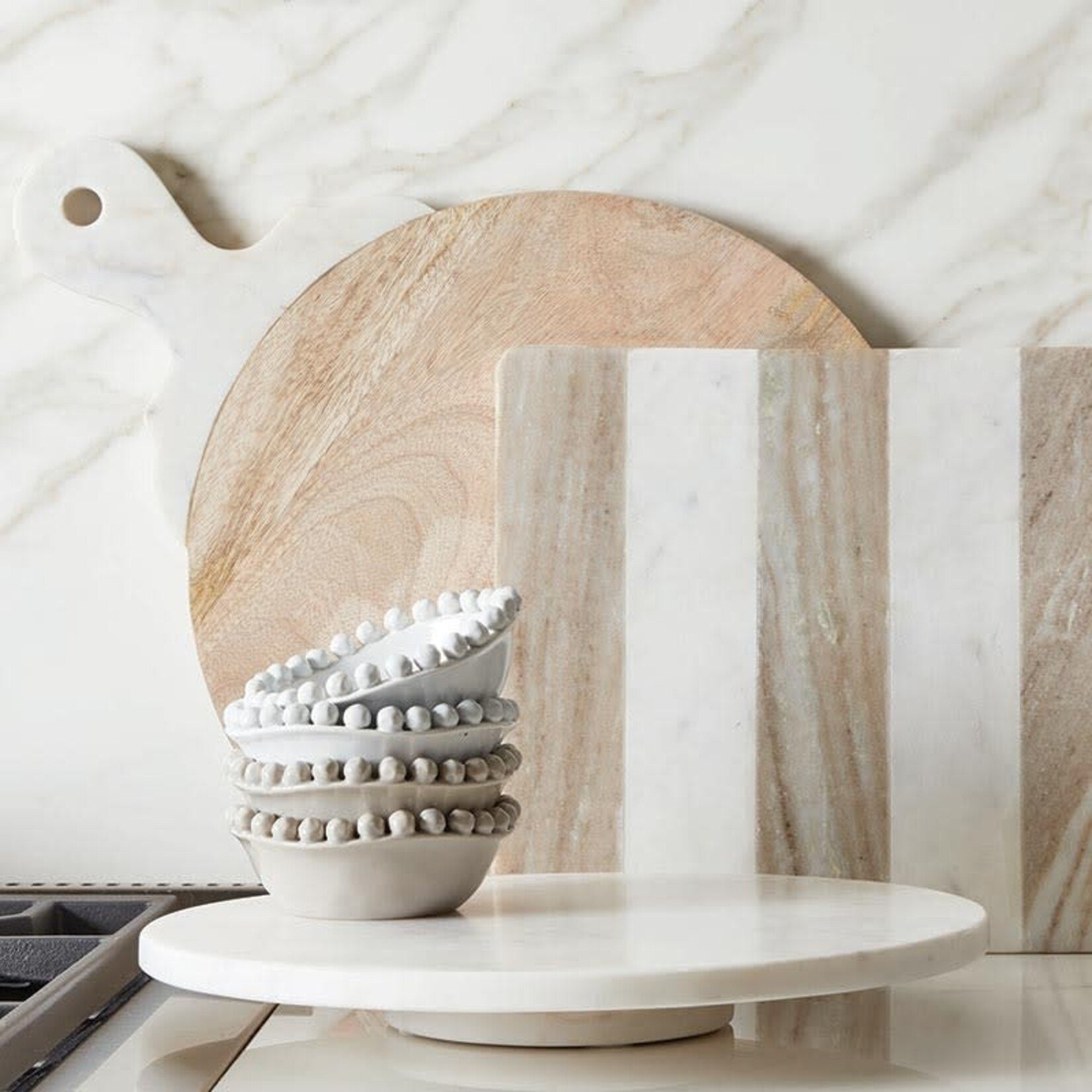 Outside The Box 14" Solid White Marble Lazy Susan