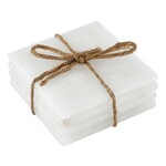 Outside The Box 4x4 Set Of 4 White Alabaster Hand-Crafted Square Coasters