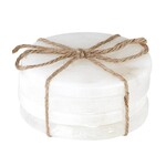 Outside The Box 4x4 Set Of 4 White Alabaster Hand-Crafted Round Coasters