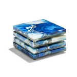 Outside The Box 4" Set of 4 Blue Agate Quartz / Resin Coasters