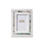 Outside The Box 4x6 White Marble & Amazonite Inlay Photo Frame