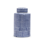 Outside The Box 12" Shibori Blue & White Ceramic Jar With Lid