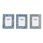 Outside The Box 5x7 Blue & White Glass Etching Resin Photo Frame (3 Assorted Patterns- SOLD SEPARATELY)