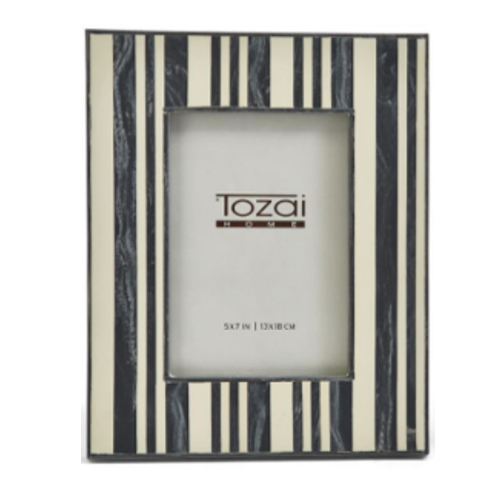 Outside The Box 5x7 Striped Gray / Ivory Resin Photo Frame