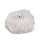 Outside The Box 5" White Quartz Crystal Tea Light Candle Holder