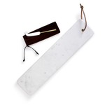 Outside The Box 25" Solid White Marble Serving Tray With Spreader/Knife