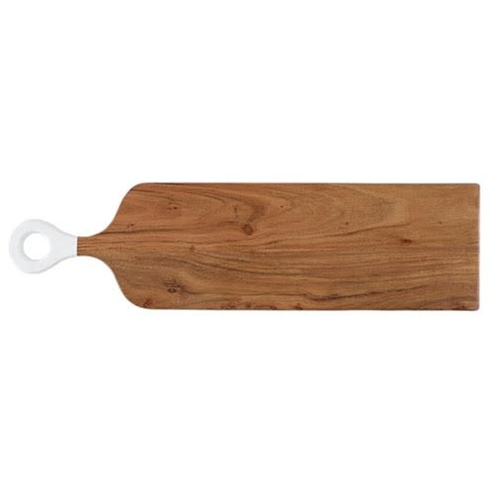 Outside The Box 26” Natural & White Dip Handle Acacia Wood Charcuterie Board