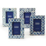 Outside The Box 4x6 Blue & White Mosaic Bone Inlay Photo Frame [4 Assorted - SOLD SEPARATELY]