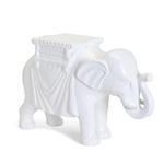 Outside The Box 15" White Elephant Ceramic Decor Garden Stool
