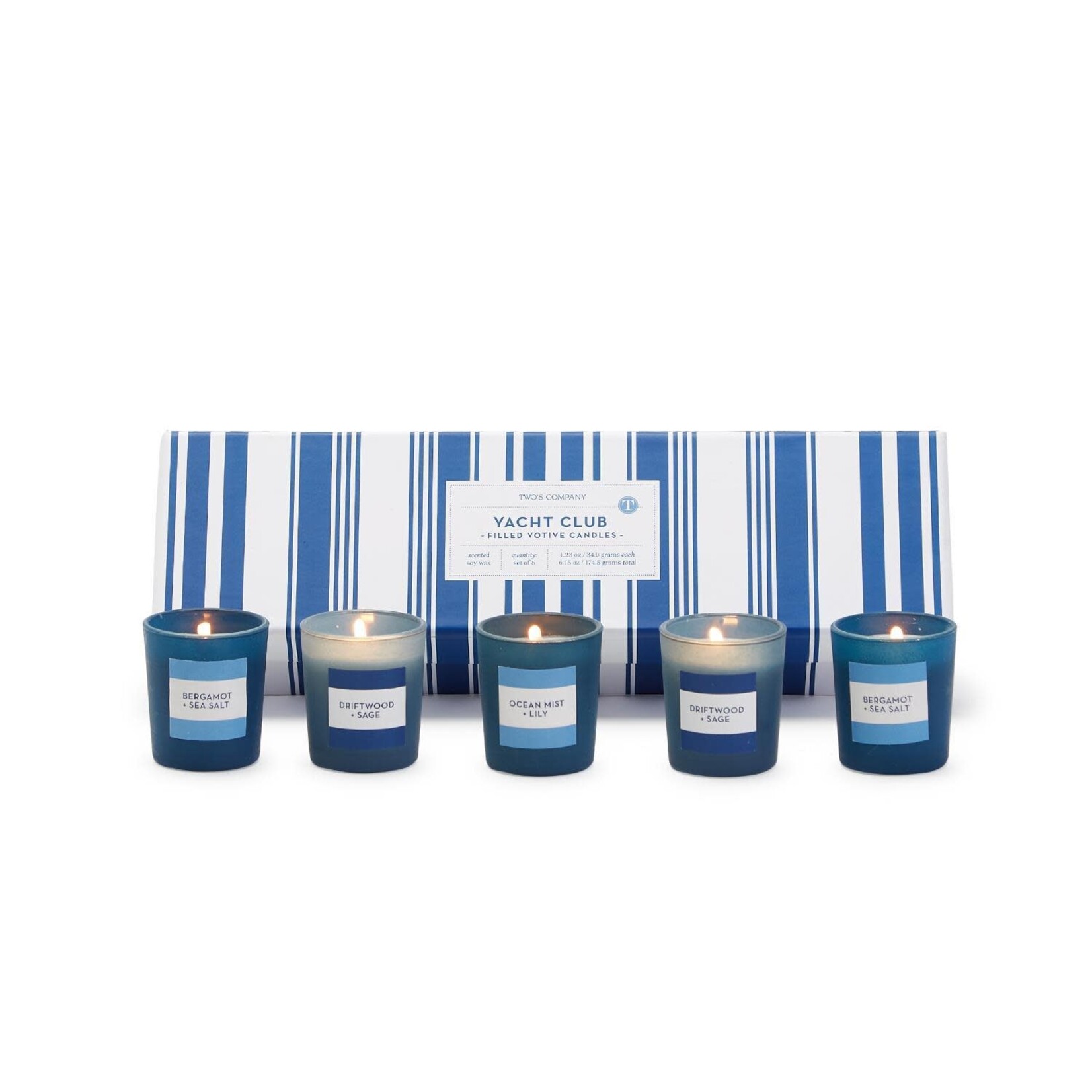 Outside The Box Set Of 5 Yacht Club 3 Scents Votive Candles In Gift Box