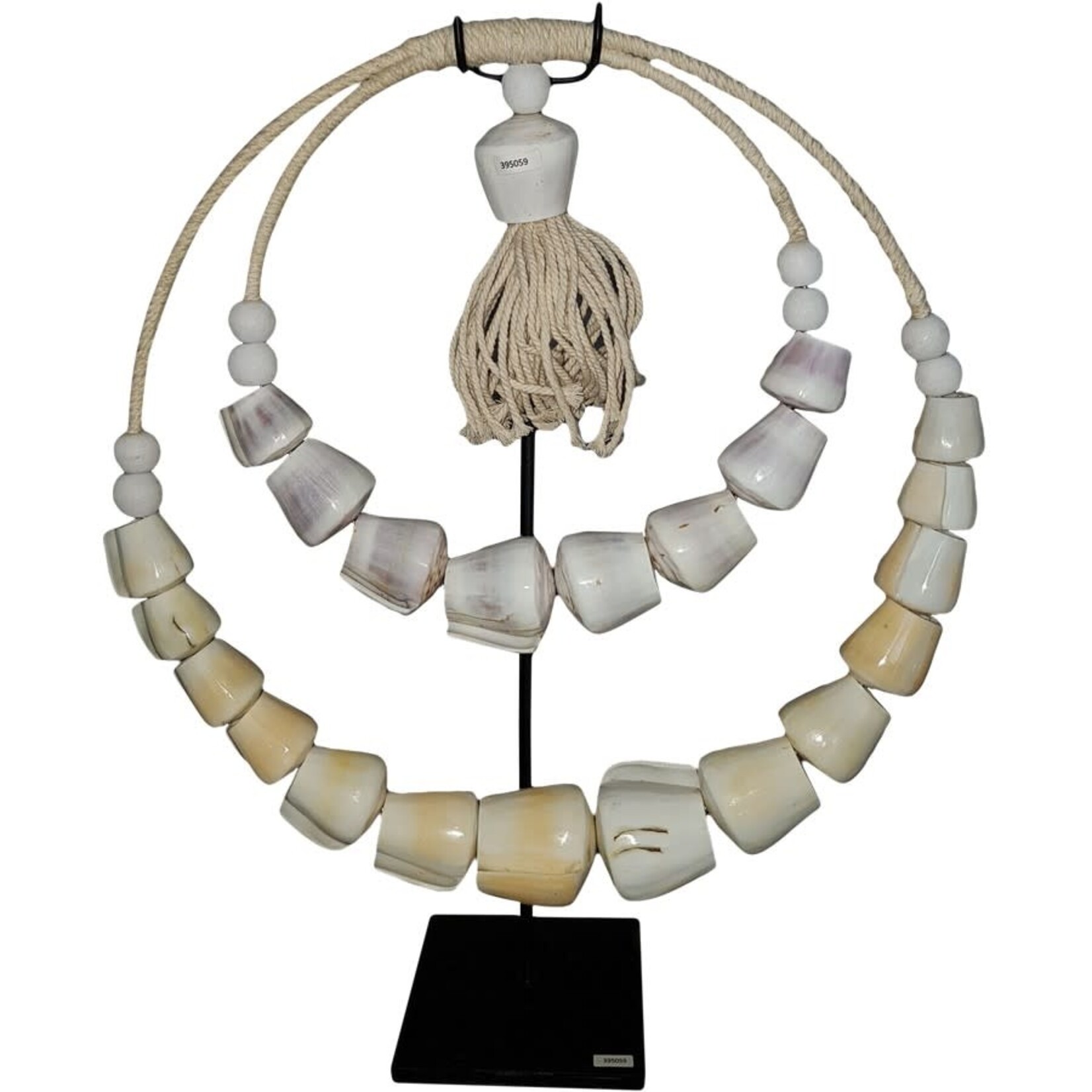 Outside The Box 24" Hand-Crafted Decorative 2 Ring Conus Shells Necklace On Stand