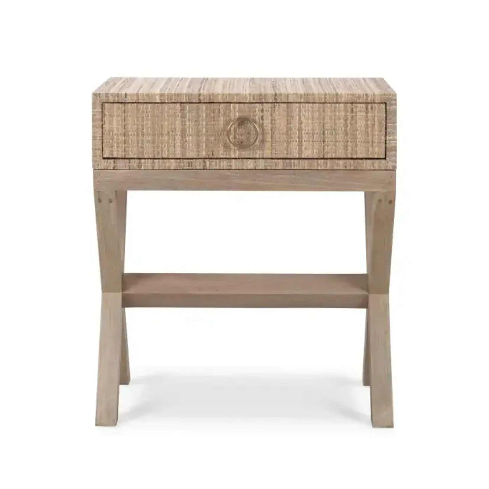 Outside The Box 26x18x31 Renoir Natural Rattan Wrapped Mahogany Side Table In Fruitwood