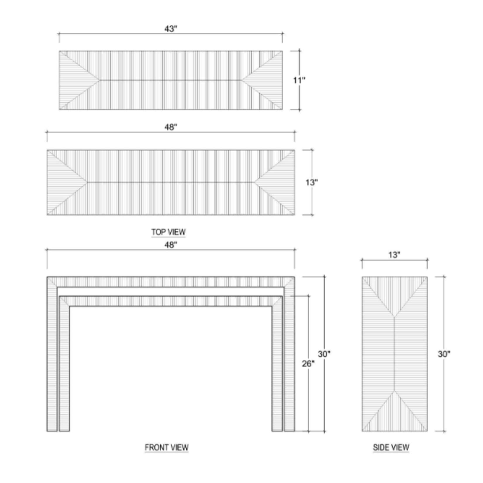 Outside The Box 48x13x30 Set Of 2 Tuscan Rush Nesting Console W/ Glass Top