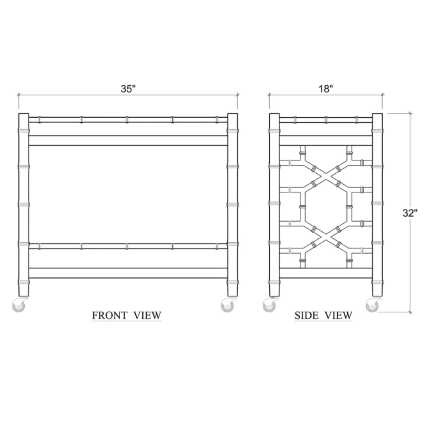 Outside The Box 35x18x32 Grosvenor Solid Mahogany Bar Cart / Trolley In White - TRW (QS)