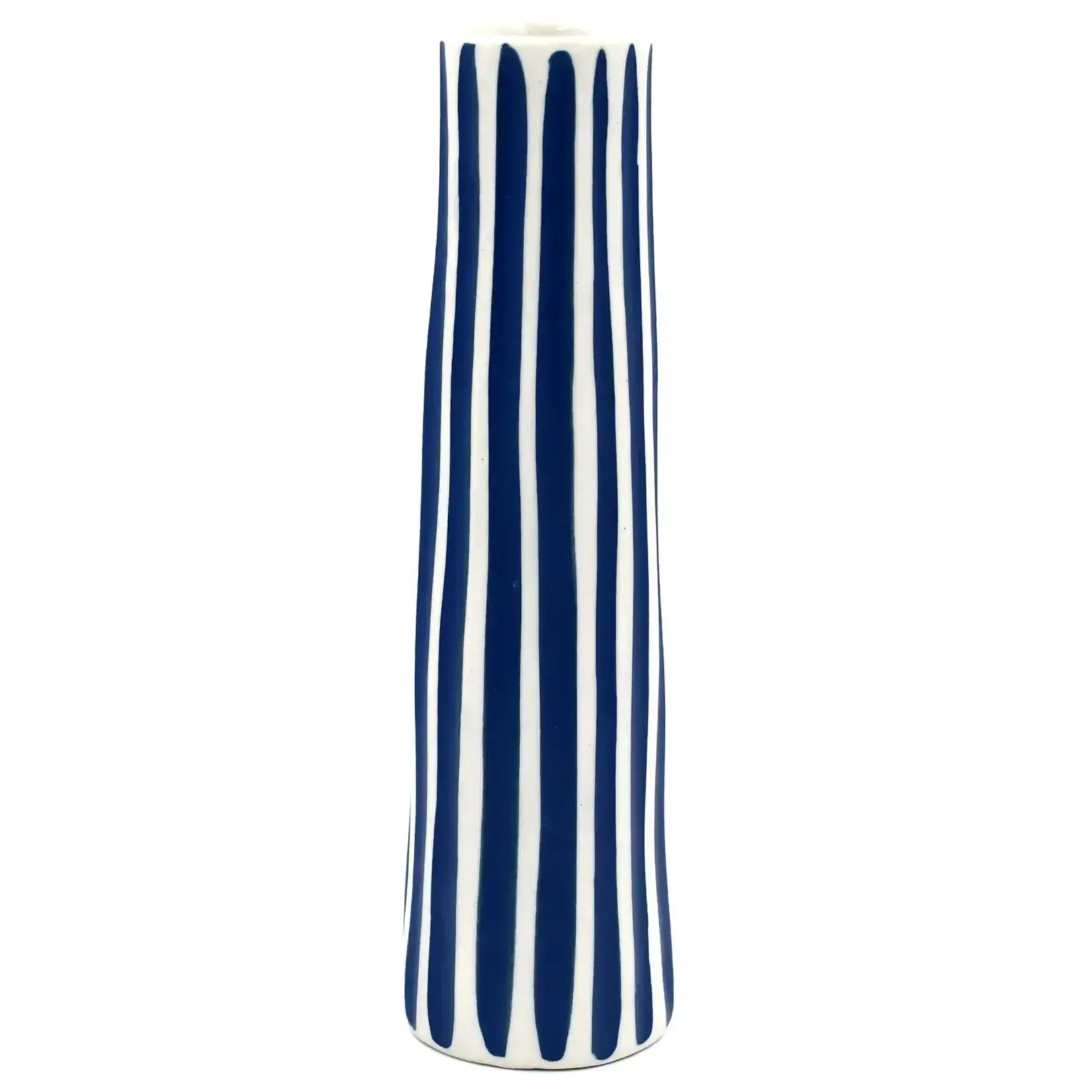 Outside The Box 8" Koza White & Blue  Handcrafted Porcelain Bud Vase