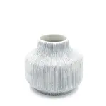 Outside The Box 3" Diana White & Blue Lines Handcrafted Porcelain Mini Bud Vase