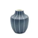 Outside The Box 4" Inca Blue With White Stripes Handcrafted Porcelain Mini Bud Vase