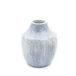 Outside The Box 4" Inca White With Blue Lines Handcrafted Porcelain Mini Bud Vase