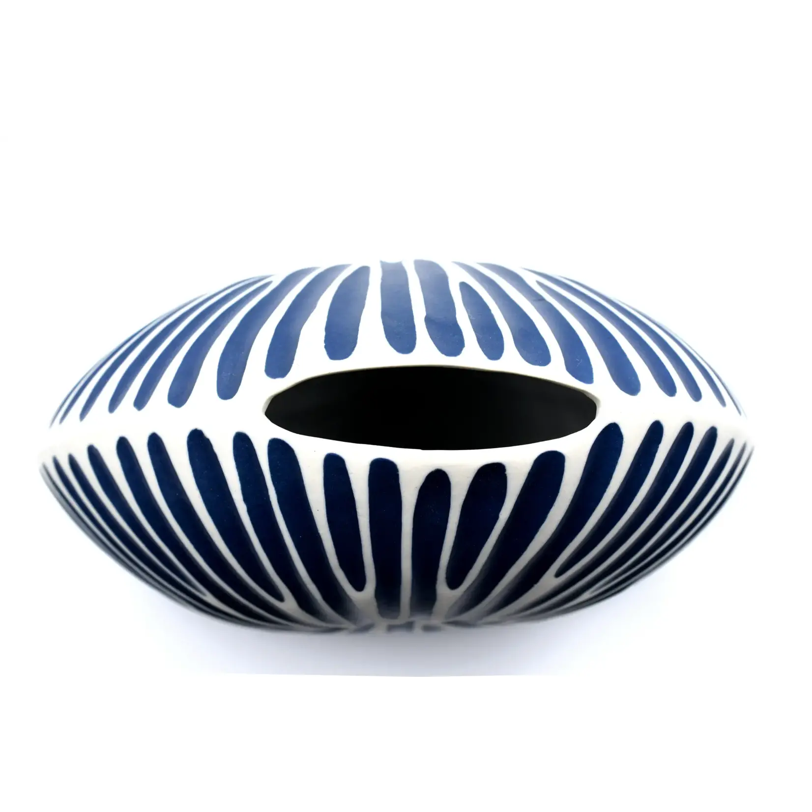 Outside The Box 6" Diva Blue & White Handcrafted Porcelain Mini L-Shape Bud Vase