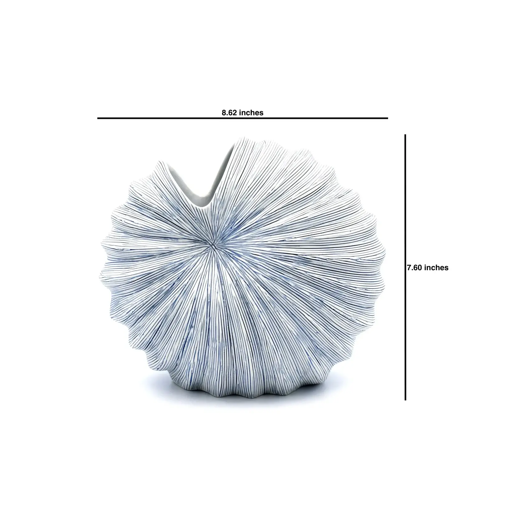Outside The Box 8" Palm White & Blue Lines Handcrafted Porcelain Vase
