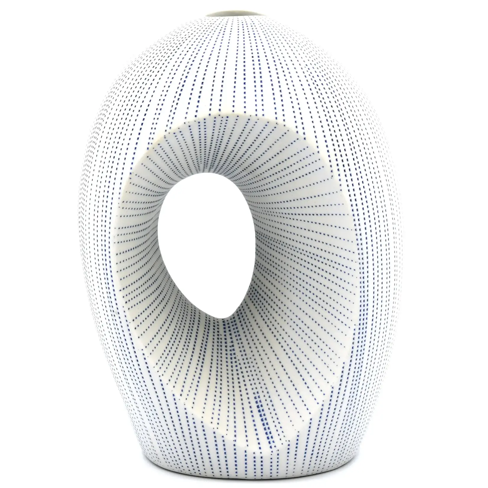 Outside The Box 9" Artura White & Blue Dots Handcrafted Porcelain Vase