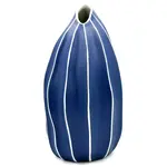 Outside The Box 8" Seda Blue With White Lines Handcrafted Porcelain Vase